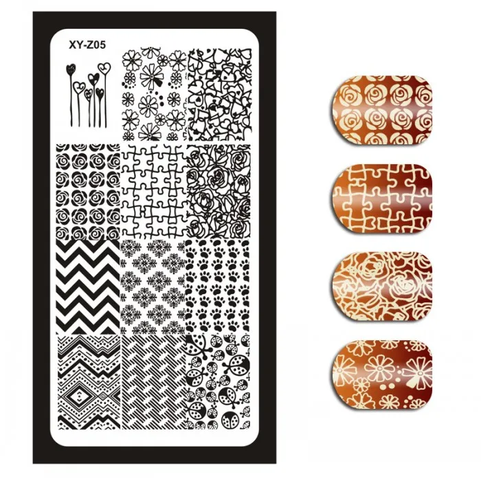 1Pc 6x12cm Nail Stamping Plates Flowers/Heart/ Pattern/English Letters DIY Hot Designs Stamp Template Nail Polish Stencils XY18 - Цвет: 5