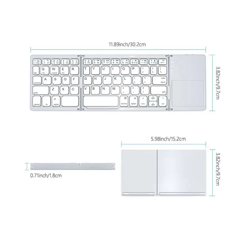 

Wireless Bluetooth Keyboard Foldable Touchpad Dual Mode USB Rechargable Portable for Windows IOS Android Phone Tablet PC L
