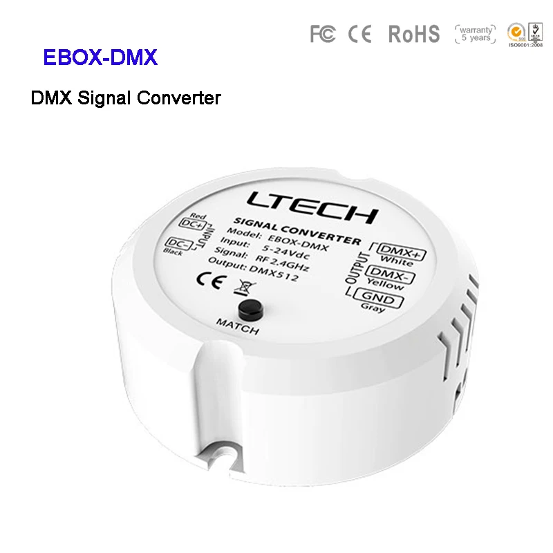 LTECH EBOX DMX 2 4 ГГц RF/DMX512 вход преобразователь сигнала 5 ~ 24 В DC беспроводной модуль LT BUS