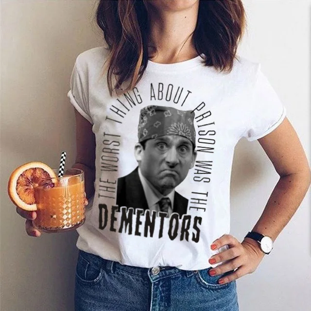 

BTFCL Women T Shirt 2018 Summer New DEMENTORS Personality Print Fashion Women Tshirt Funny T Shirts Kyku