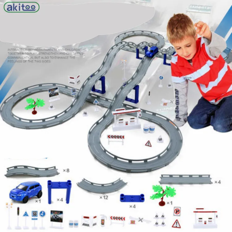  akitoo 1061 New Arrival 3 types Children's Toys Small Train Set Electric Track Car Racing Toy 3-8 Y