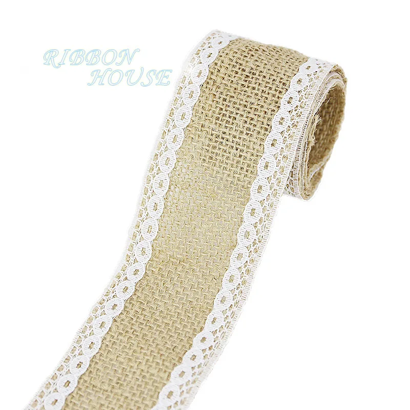 2meters/roll) 5cm Natural Jute Burlap Ribbon Rustic Vintage Wedding Decor Hessian Lace Jute Roll DIY