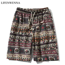 Летние Повседневное Для мужчин шорты с принтом летняя Модная хлопковая Для мужчин пляжные шорты-бермуды кулиска на талии свободные шорты Для мужчин 4XL 5XL