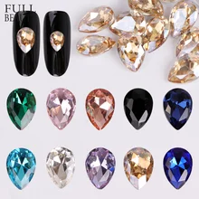 Полная красота 10 шт капли воды Стразы для ногтей 6x8 мм/7x10 мм Хрустальные стеклянные камни DIY маникюр Дизайн ногтей украшения CH030