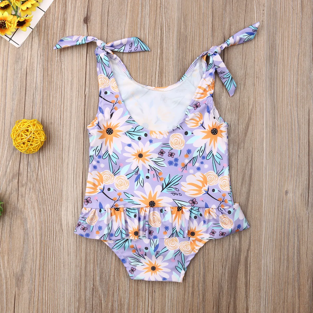Summer Newborn Kids Baby Girls Clothes Sunflower Ruffle Bikini Swimwear Swimsuit Bathing Suit Beachwear for Toddler Infant 0-3Y