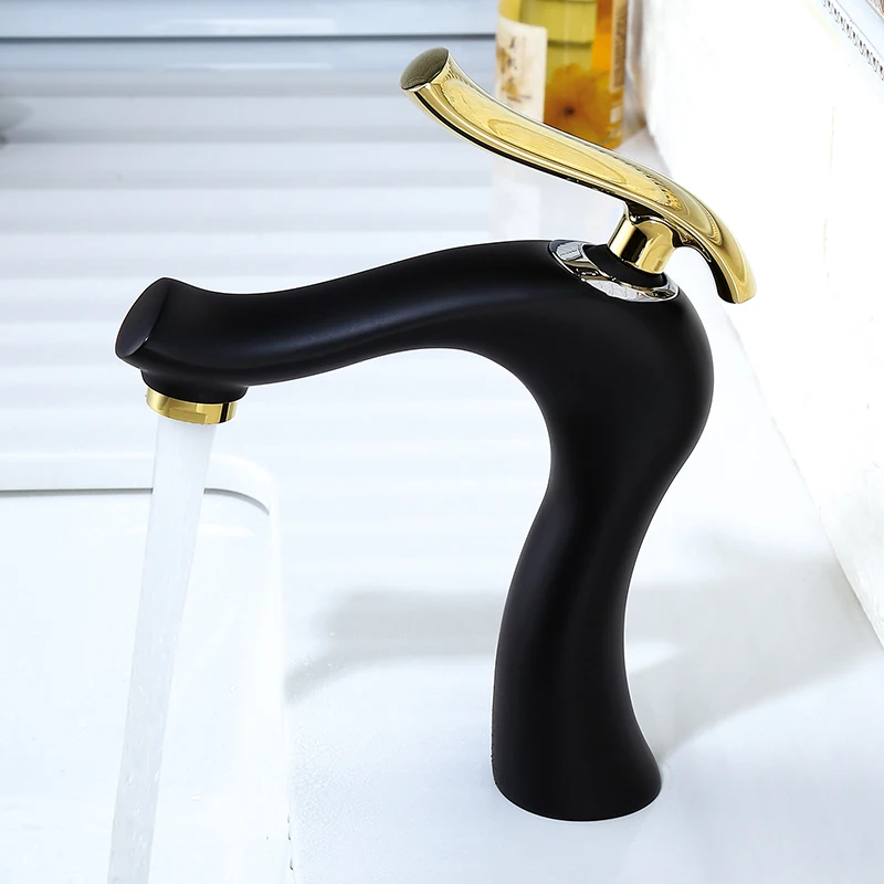 

Special smooth design bathroom basin faucet mixer hot and cold water black color