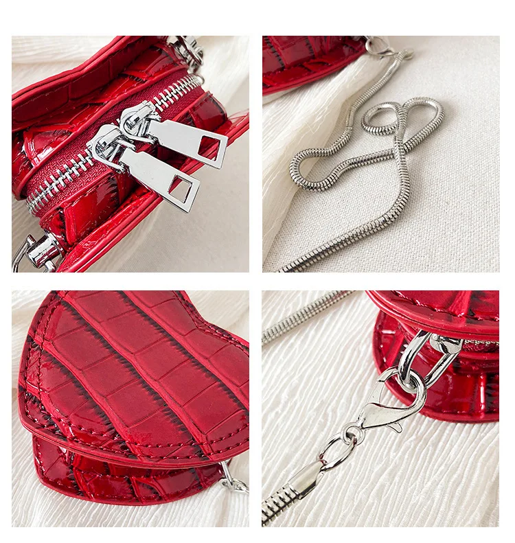 Модная женская дизайнерская сумочка из аллигатора, качественная женская сумка с сердечком, летняя мини-сумочка, милые женские сумки на плечо с цепочкой
