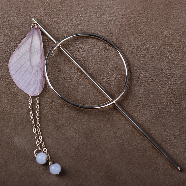 

Feather Hand hair gauze gossamer butterfly Bead hairpin Headdress hairpin clip minimalist personality temperament