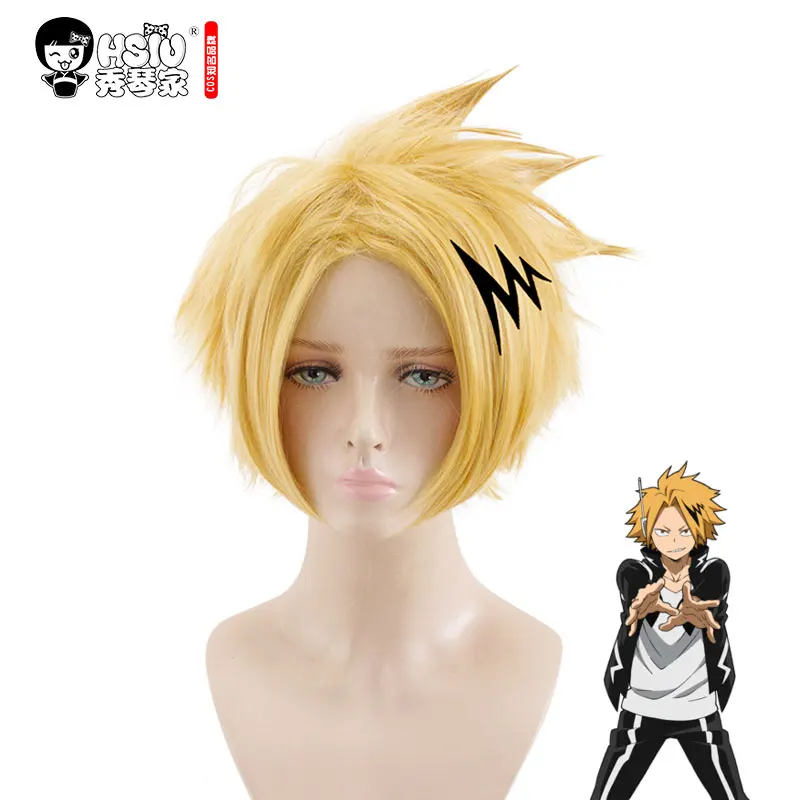 HSIU NEW High quality Kaminari Denki Cosplay Wig My Hero Academy