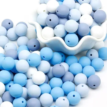 

30pcs 15mm 12mm Silicone Beads Pearl Silicone Food Grade Teething Beads DIY BPA Free Jewelry Baby Teether Toy Pacifier Chain