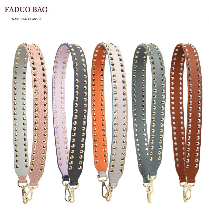 Wide shoulder strap female bag accessory bag solid color rivet shoulder diagonal rivet long strap backpack single thick widened Wide shoulder strap female bag accessory bag solid color rivet shoulder diagonal rivet long strap backpack single thick widened