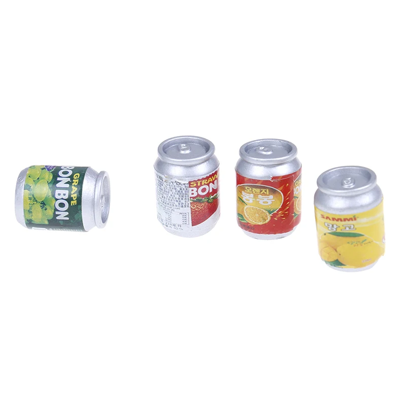 

4pcs/lot Miniature Dollhouse Furniture Drink Cans Decorations DIY Kitchen Mini Cans 1:12 Doll House