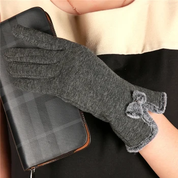 

Full Finger Mittens Women Cashmere Female Gloves Autumn Winter Cute Bow Warm warmer Mitts Top Fashion Women Gloves
