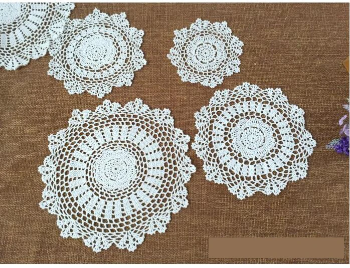 

15/20/25cm Vintage cotton round placemat cup coaster mug kitchen dining table place mat cloth lace Crochet tea coffee doily pad