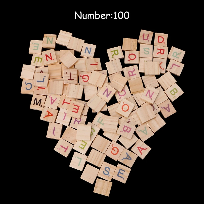100 шт./пакет деревянные скрубле плитки цветные буквы цифры для ремесел деревянная игрушка с алфавитом