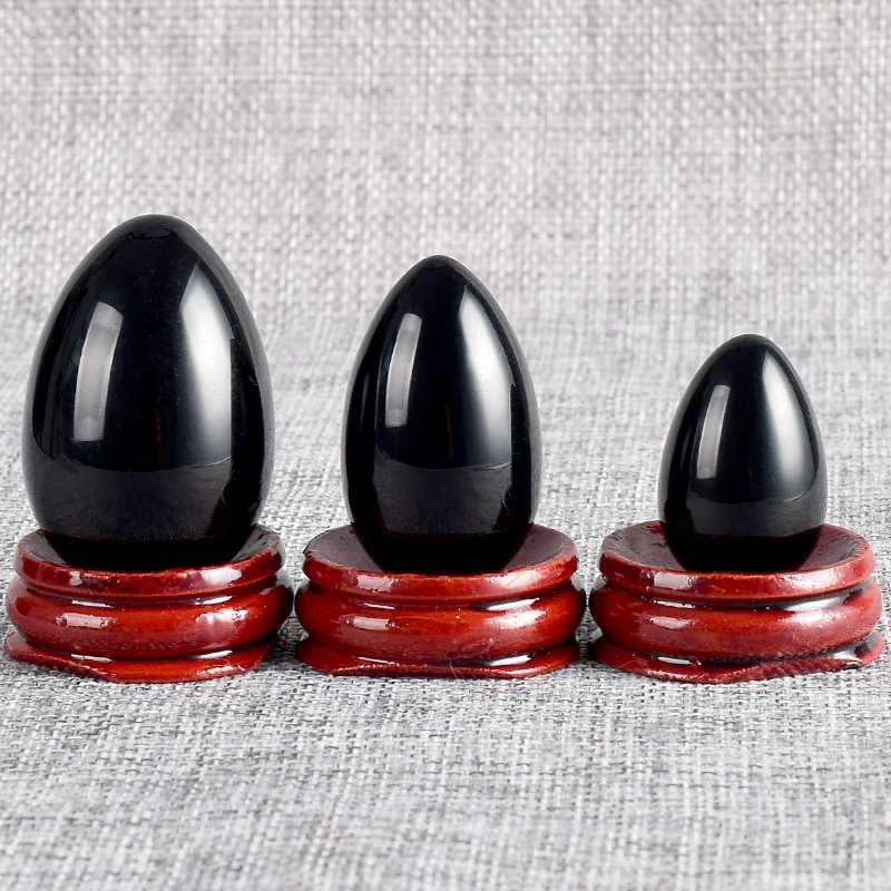 Natural Black Obsidian Spheres With Wooden Stand Base Gemstone Crystal Healing Chakra Reiki Ball | Дом и сад