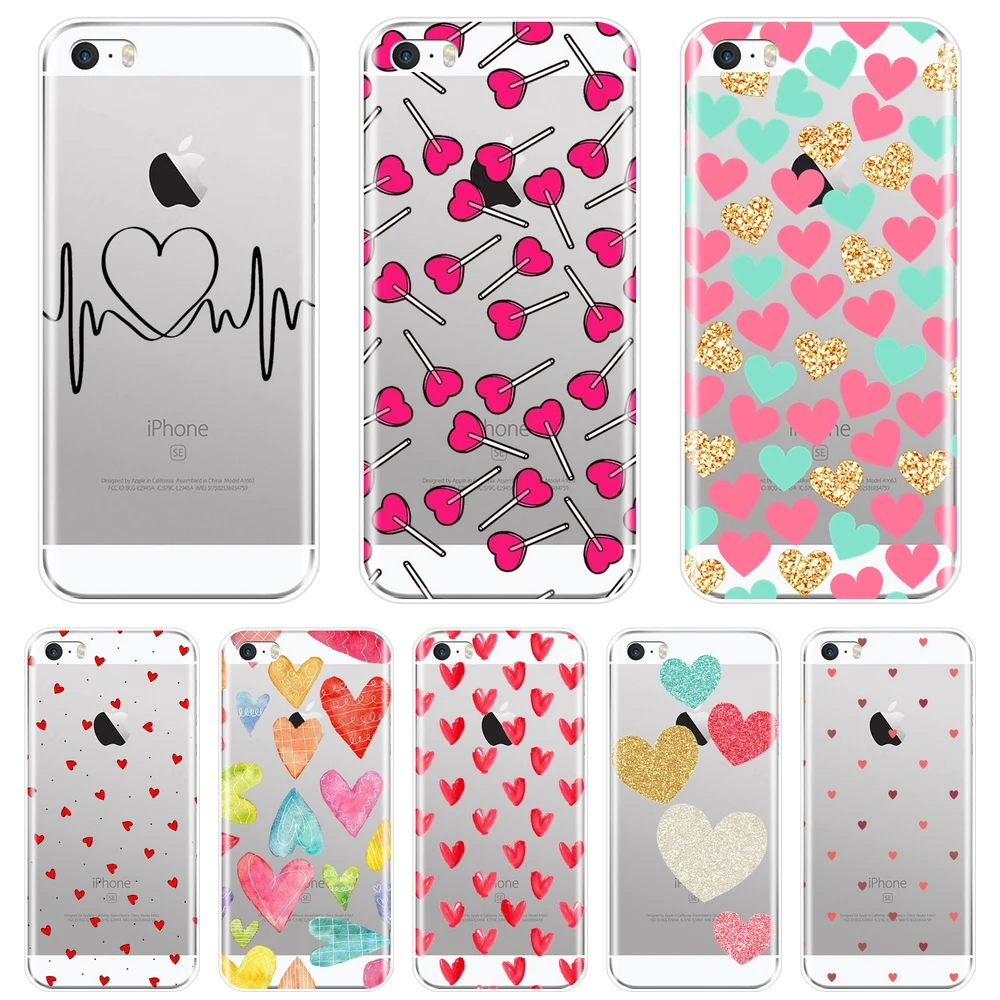 Чехол для Телефона iPhone 5C 5S SE 5 S Love Hearts Kawaii милый красный пушистый чехол девочек 4S 4