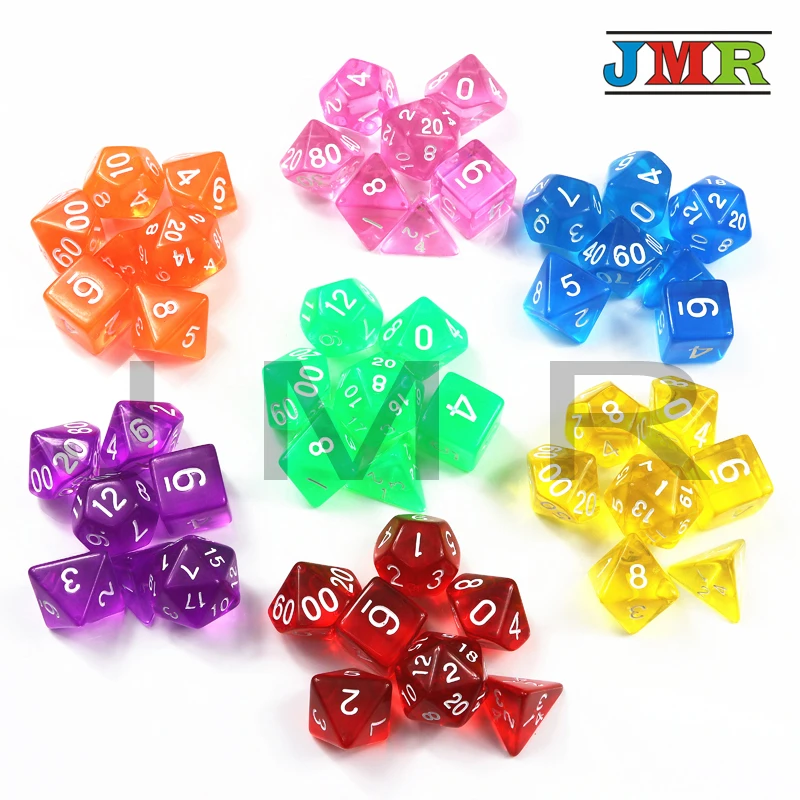 Красочные Transprent 7pc-Die комплект с конфетами эффект Покер как подарок D & d D4, d6, d8, d10, d12, d20 переносные игральные кубики, Rpg Dnd Настольная игра