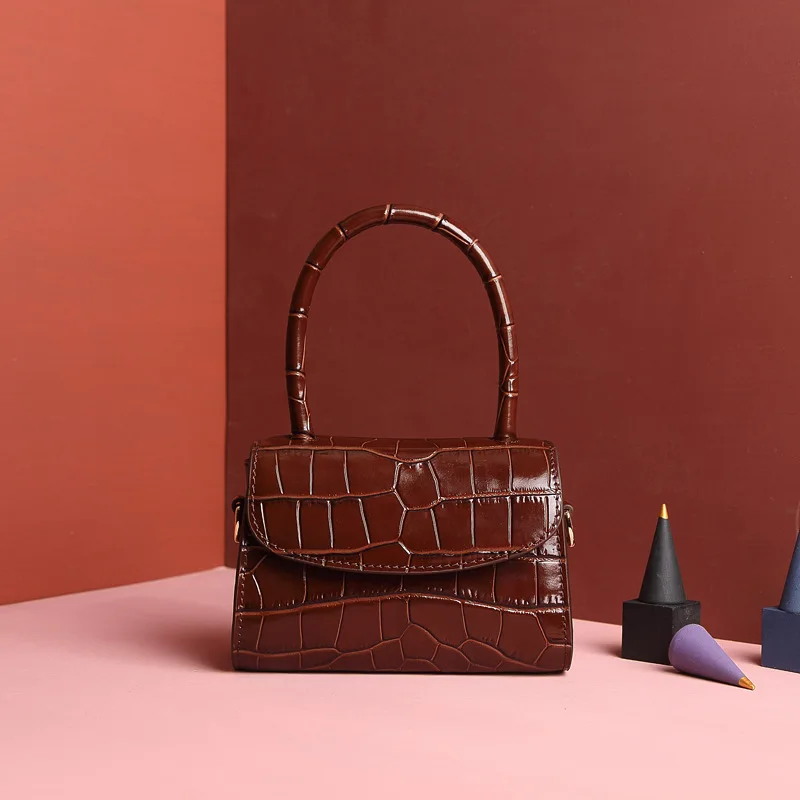 Koop Echte Koe Lederen Handtas Vrouwen Top Handvat Krokodil Patroon Kleine Tote Bolsas Koeienhuid Luxe Handtassen Vrouwen Tassen Designer
