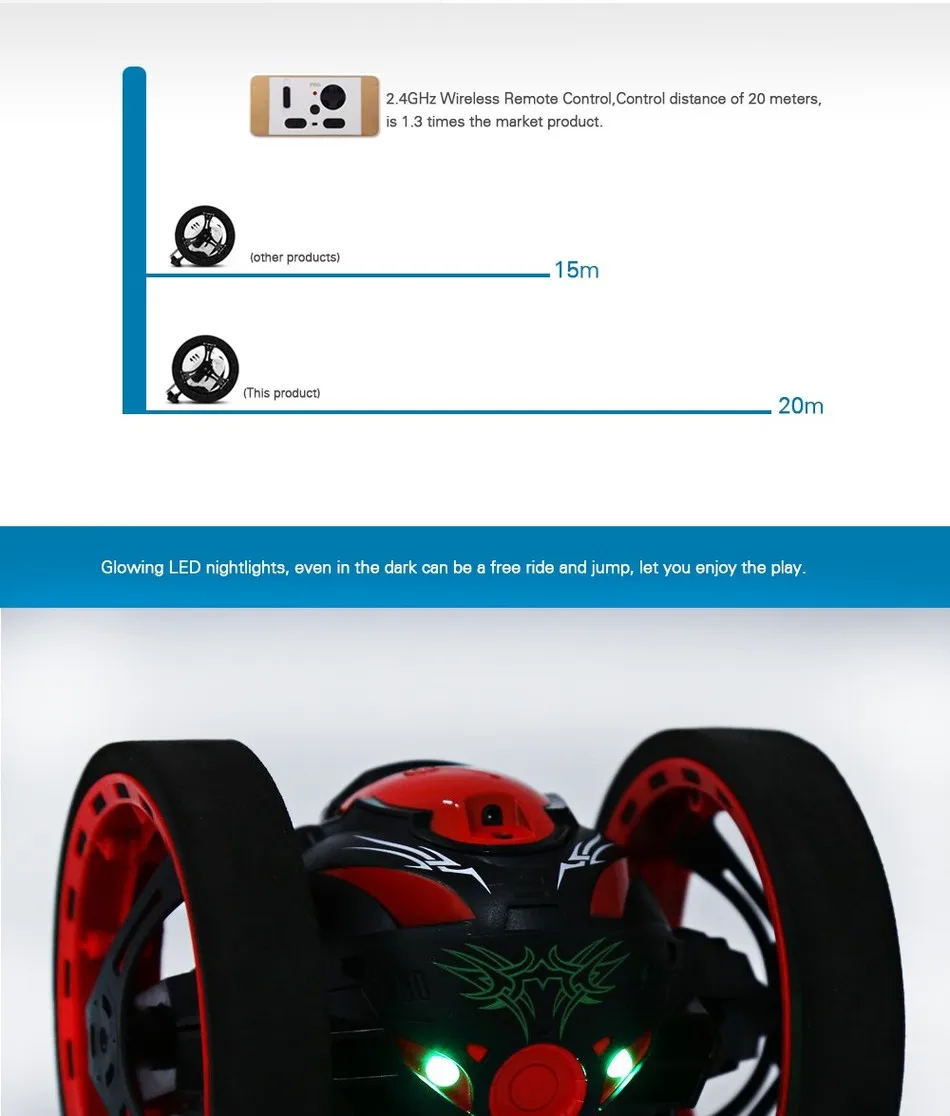 Мини Подарки отскок автомобиль PEG SJ88 2,4 ГГц RC отскок автомобиль с гибкими колесами вращение светодиодный светильник дистанционное управление робот автомобиль