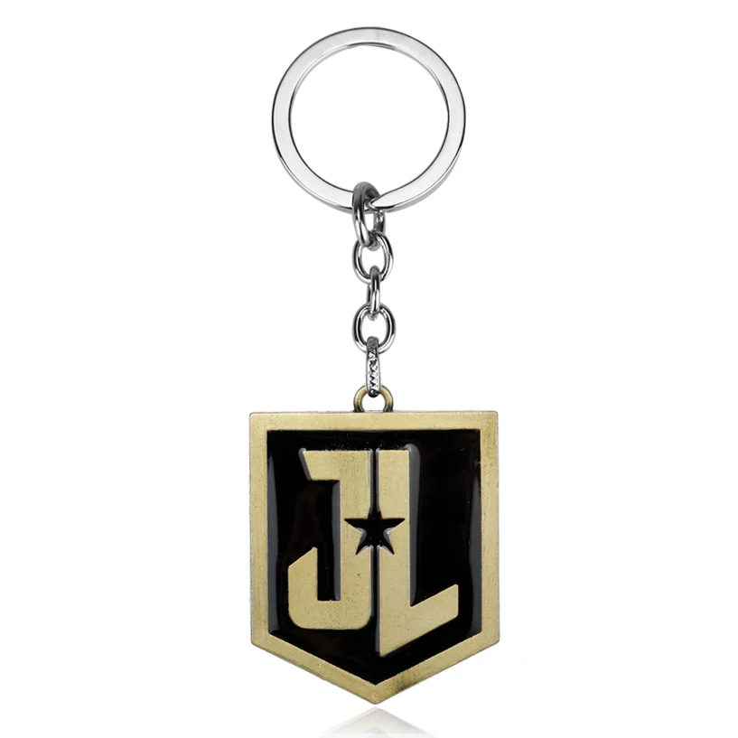 MQCHUN Justice League JL, брелок с логотипом для мужчин и женщин, брелок для ключей, автомобильный брелок, подвеска, ювелирные изделия из фильма, сувенир, подарки - Цвет: bronze