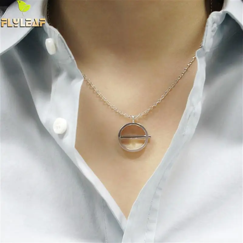 

Flyleaf 925 Sterling Silver Jewelry Simple Temperament Circle Necklace Women Clavicle Chain High Qualit Necklaces & Pendants