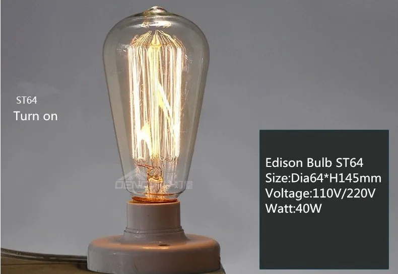 1 шт. ST64 E27 220 V Lightinbox Винтаж Эдисон лампы прозрачный кристалл Стекло лампочки накаливания Шелковый лампочка