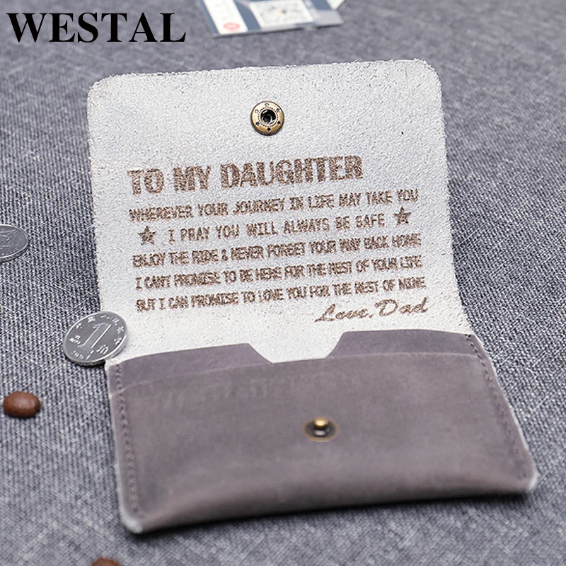 

WESTAL DIY Design Men Wallet Genuine Leather Coin Purse Male Clutch Long Portomonee Business Card Holder Leather Wallet Man