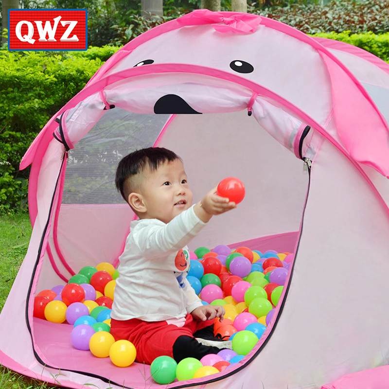 QWZ игрушечные палатки с животными из мультфильмов, детские палатки для дома, детские палатки для игр в помещении и на открытом воздухе, складные детские подарки, палатка с милым мячом, бассейн, яма