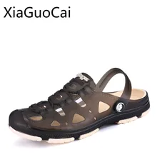 Новое поступление; летние мужские сандалии для отдыха; однотонные Водонепроницаемый мужские шлепанцы для ходьбы на улице из искусственной кожи Модные женские Балетки без шнуровки сандалии W1 35