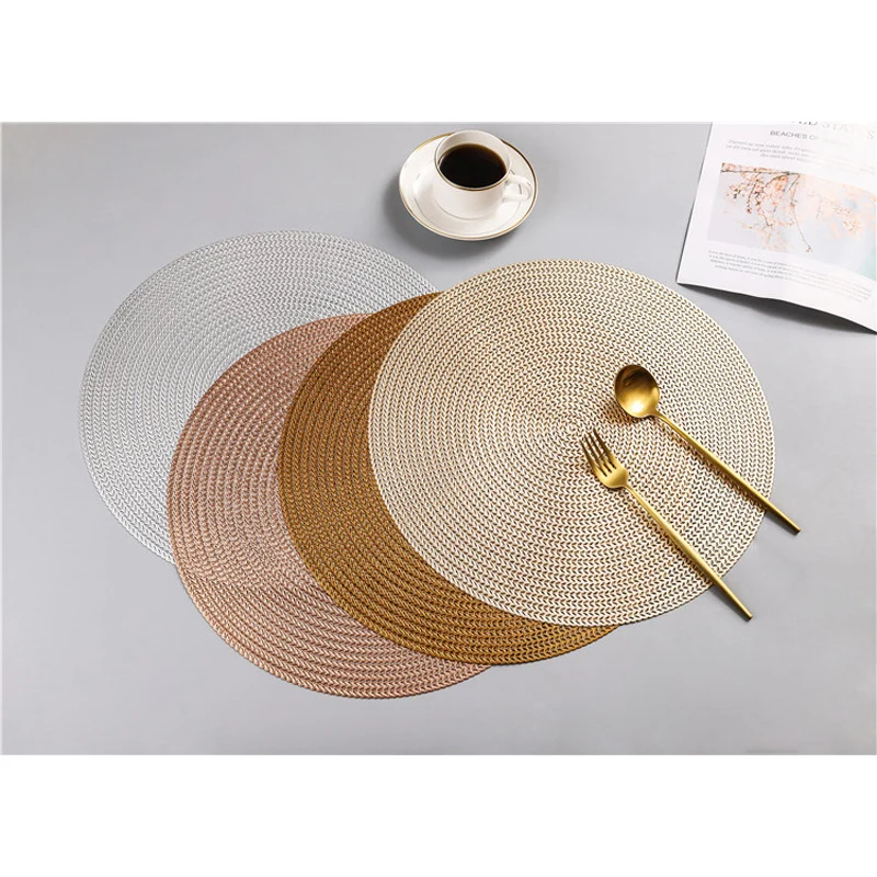 

38CM PVC Placemat Nordic Anti-scalding Insulation Table Mat Steak Pad Hotel Restaurant Round PVC Placemat Drop Shipping