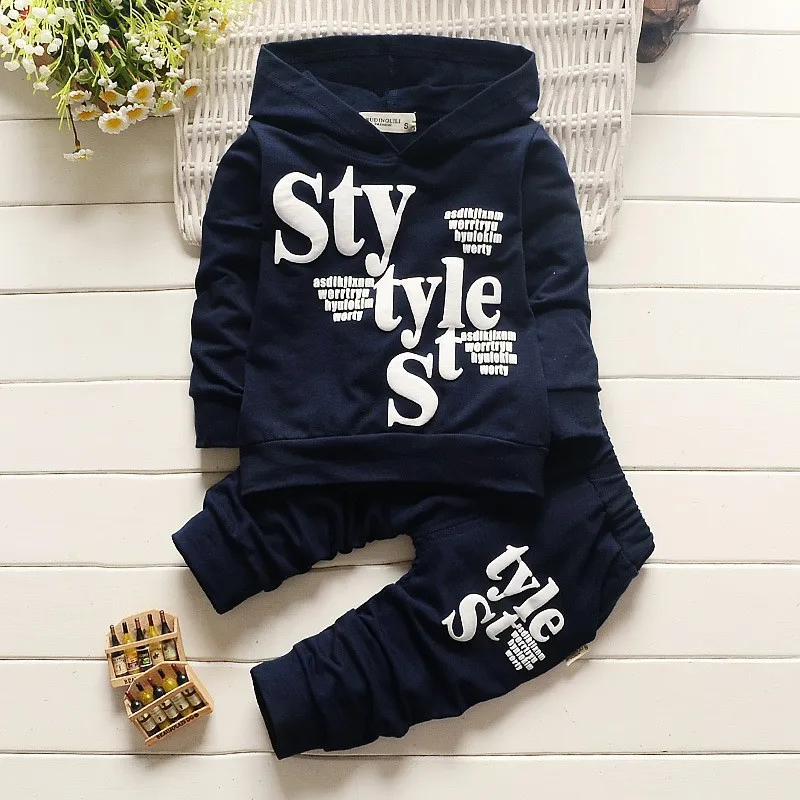 

A Sports Outfit for Boy Autumn 2018 USA STYLE Fashion Long Sleeve Hoodie+Pants Blue Grey 18m 2 3 4 Year Kids Tracksuit Boy