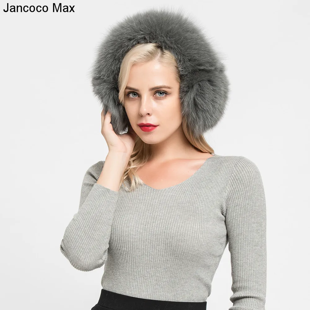 Jancoco Max + 2019 новый реальный Лисий меховые наушники зимний теплый шарф Одежда высшего качества Earflap Для женщин S7136