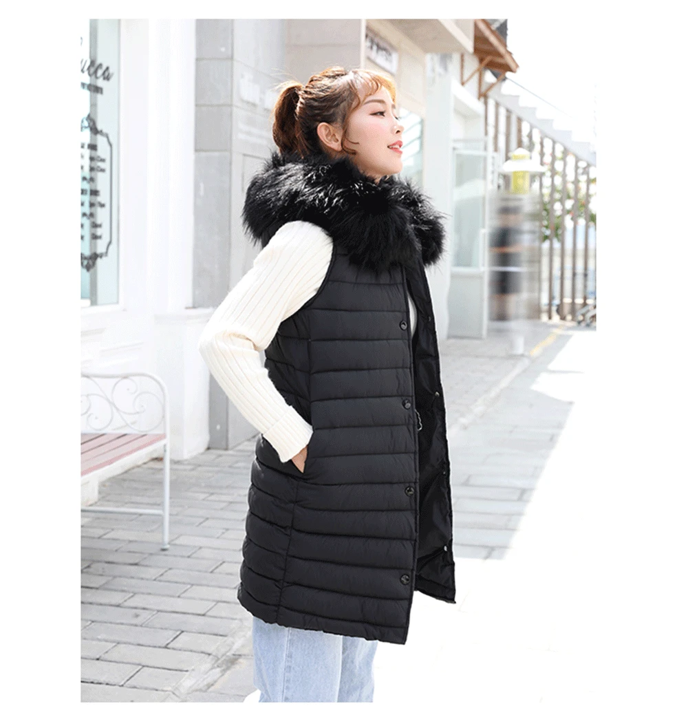 PinkyIsBlack осенне-зимний Модный хлопковый жилет женский colete feminino без рукавов с капюшоном меховой Повседневный зимний жилет, женский жилет