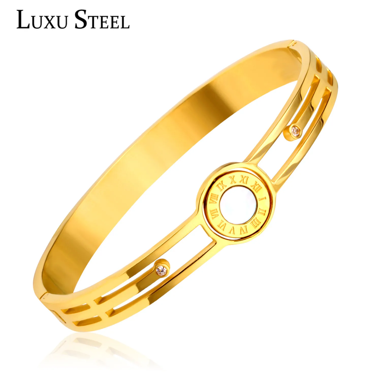 Браслеты LUXU STEEL pulseira браслеты из нержавеющей стали с круглым номером Женские