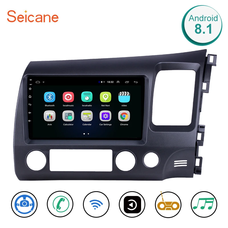 

Seicane Android 8.1 9" Car GPS Unit player For Honda Civic 2006 2007 2008 2009 2010 2011 2DIN Navigation support TPMS DVR OBDII