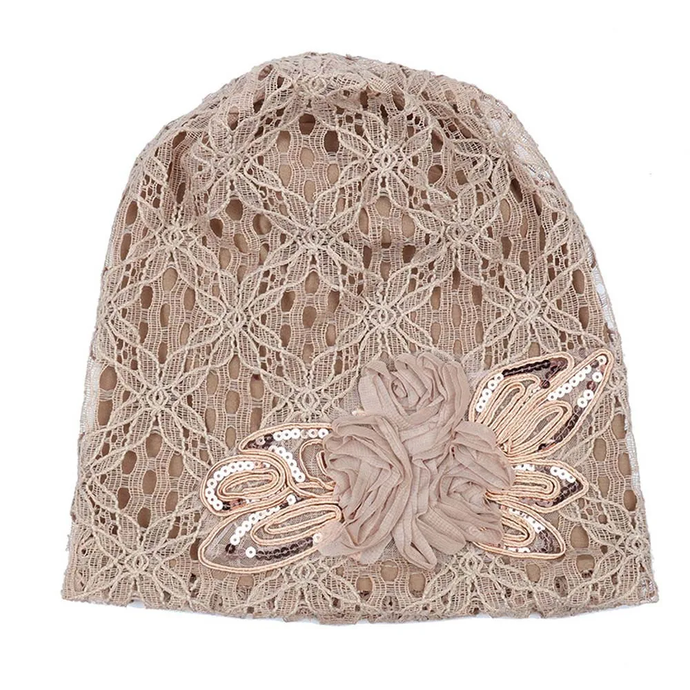 Тюрбан, шапки для женщин, кружевная громоздкая шапочка, шапка, Зимняя вязанная шапка Skullies, модная Цветочная Женская стильная шапка с бабочкой