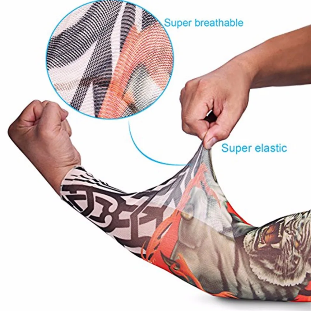 2 шт Поддельные рукава для татуировки Покрытие унисекс Вечерние боди-арт Временный солнцезащитный крем печать защита рук аксессуары случайный стиль