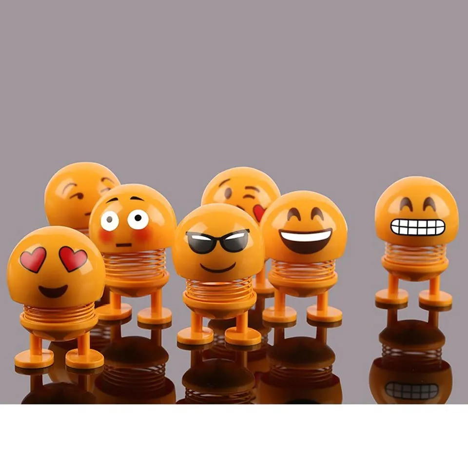 

Cute Smile Doll Shaking Head Toys Car Ornaments Bobblehead Nod Dolls Cartoon Funny Emoji Wobble Head Robot Lovely Auto Decor