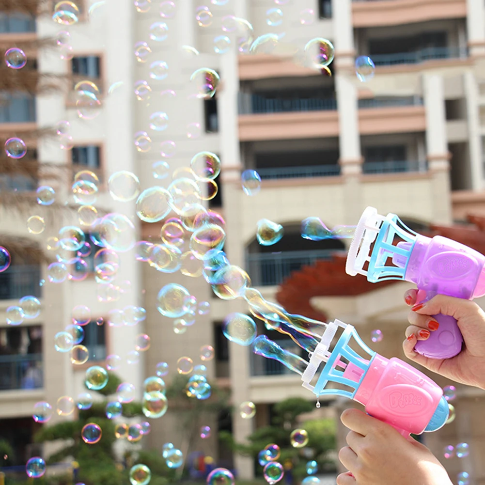 2 In 1 Automatic Bubble Machine Sound and Light Bubbles Gun Colorful Blowing Bubbles Outdoor Toys Party Wedding Bubble Maker