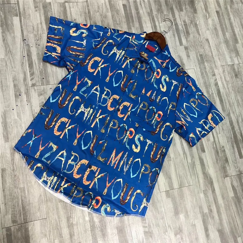 

18SS Alphabet Silk Shirt Men Women 1:1 High Quality Fashion Top Tees Shirts