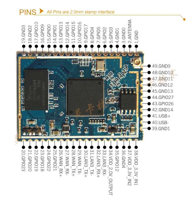 Модуль Wi-Fi с GPIOs для расширения/AR9331/OpenWRT/отверстие для печати для подключения