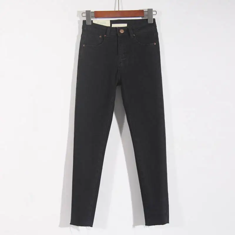 Повседневные женские Стрейчевые джинсы с высокой талией, потертые узкие джинсы, женские длинные узкие брюки, женские джинсы, C5566 - Цвет: black grey style 1