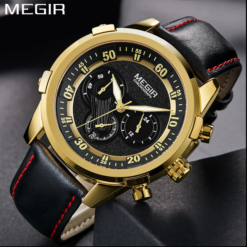 megir men's chronograph analog quartz watch