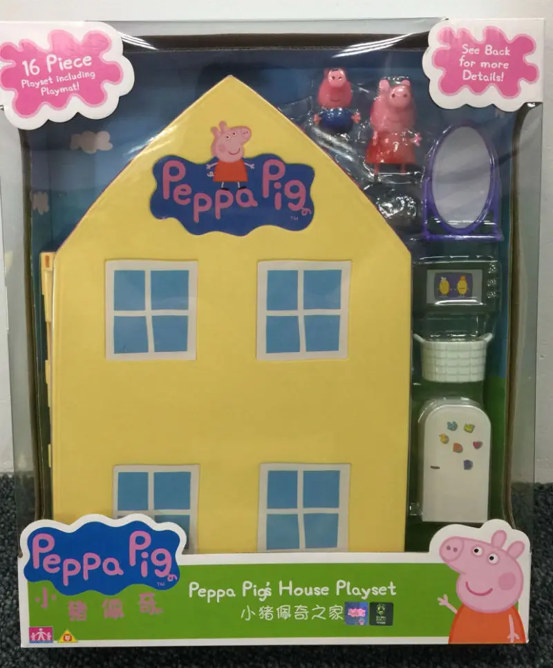 Хит подлинный игрушечный домик Peppa Pig Peppa's, красный автомобиль, автобус/модель, кукла, семейный дом, игровой набор, фигурка, детские игрушки - Цвет: 01-with box
