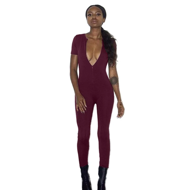 burgundy one piece jumpsuit