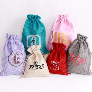 

New 100pcs/lot 13x18cm Jute Drawstring Gift Bags Sacks Hessian Wedding Birthday Party Favors Candy Flower Pouches