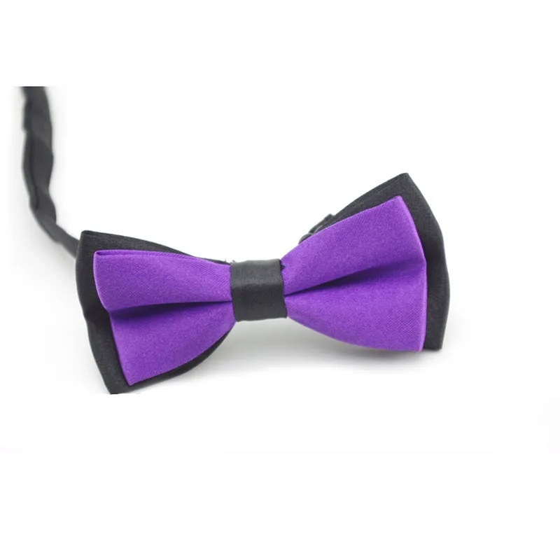 Wedding Classic Kid Suit Neckwear Baby Boy's Baby Fashion Solid Color Adjustable Bowtie Children Two Tone Pet Dog Cat Bow Tie - Цвет: Black Purple