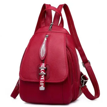 

Fashion Small Fresh And Elegant Backpack Simple Backpack Pu Leather Pure Zip Shoulder Bag