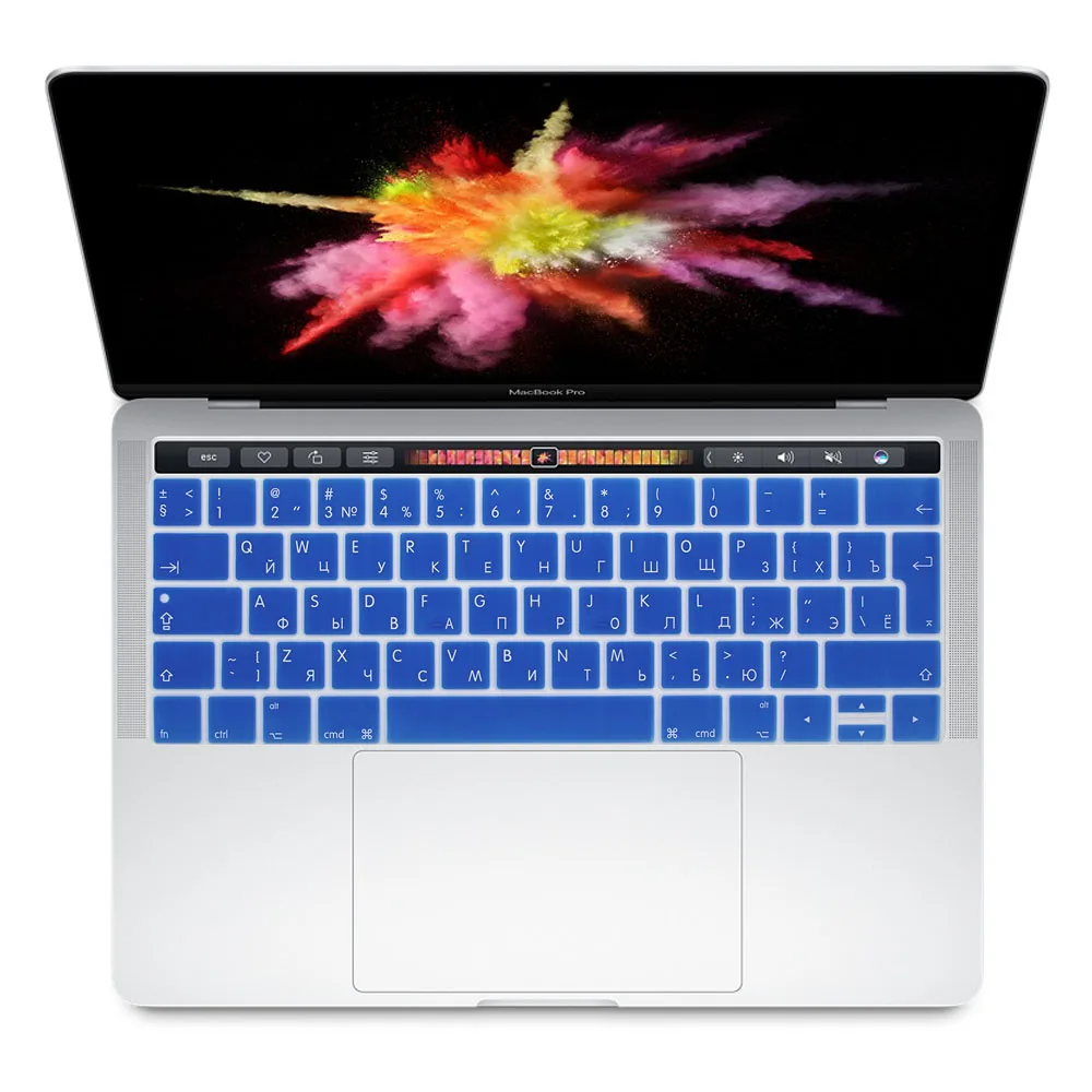 Для Apple 2016 MacBook Pro retina 13 "15" с Touch bar A1706 A1707 силиконовый чехол ЕС русский алфавит клавиатура фильм